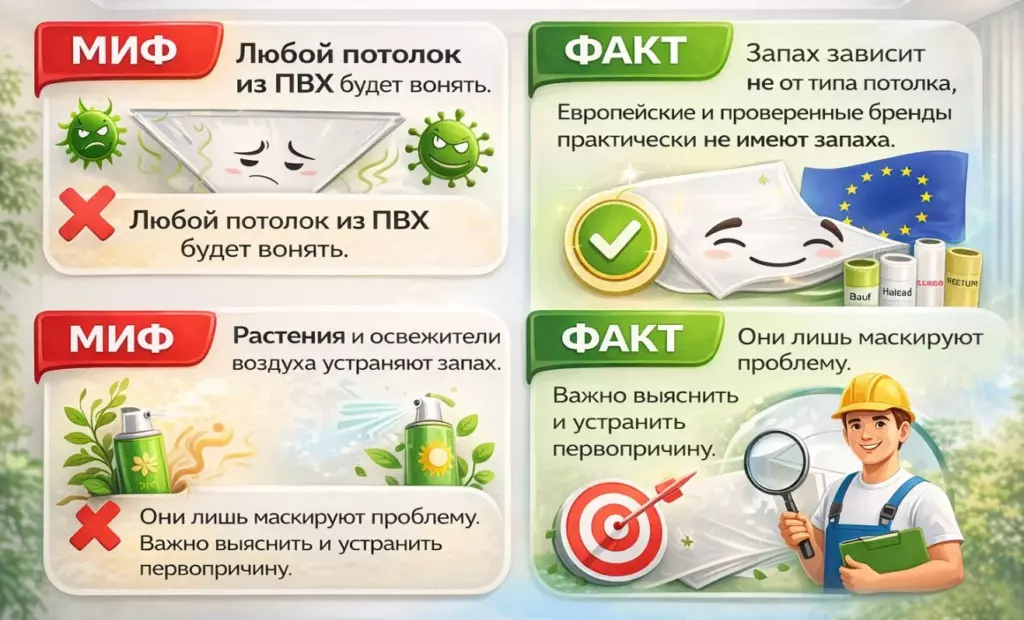 Мифы и факты о запахах натяжных потолков
